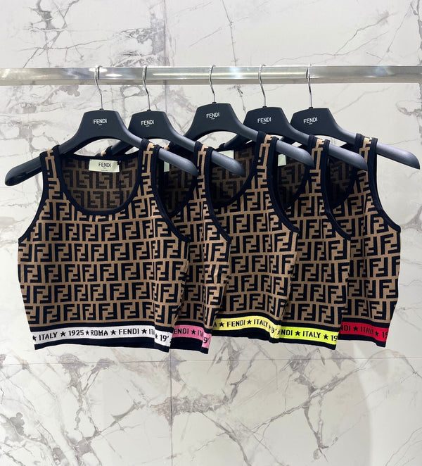 Fendi Knitted Camisole Vest Jacquard Fabric