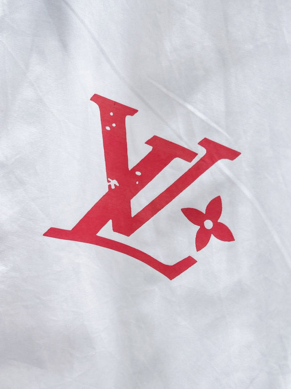 CAMICIA LV A MANICHE CORTE IN COTONE BIANCO CON LOGO ROSA 238814