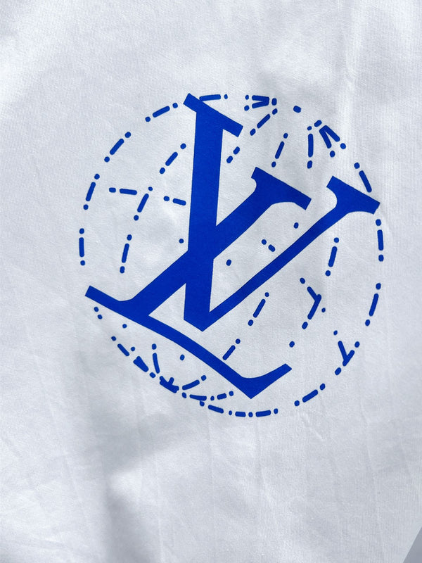 CAMICIA LV A MANICHE CORTE IN COTONE BIANCO CON LOGO BLU 238813