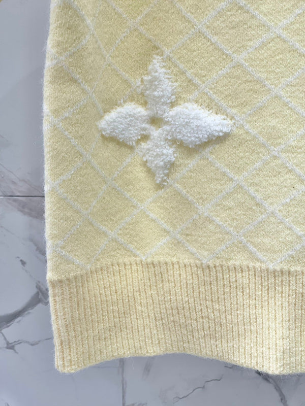 LV Flower T Shirt Light Yellow Polyamide Wool