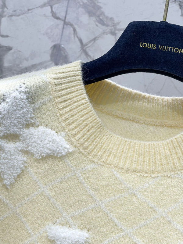 LV Flower T Shirt Light Yellow Polyamide Wool