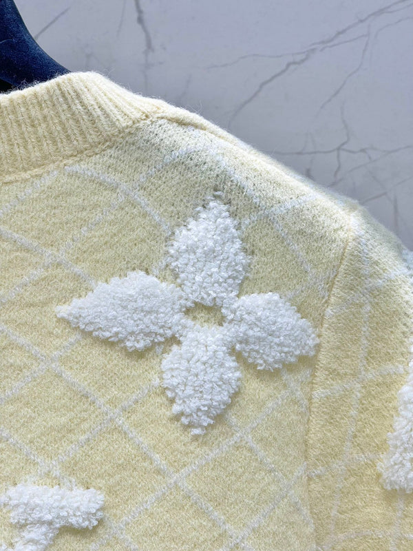 LV Flower T Shirt Light Yellow Polyamide Wool