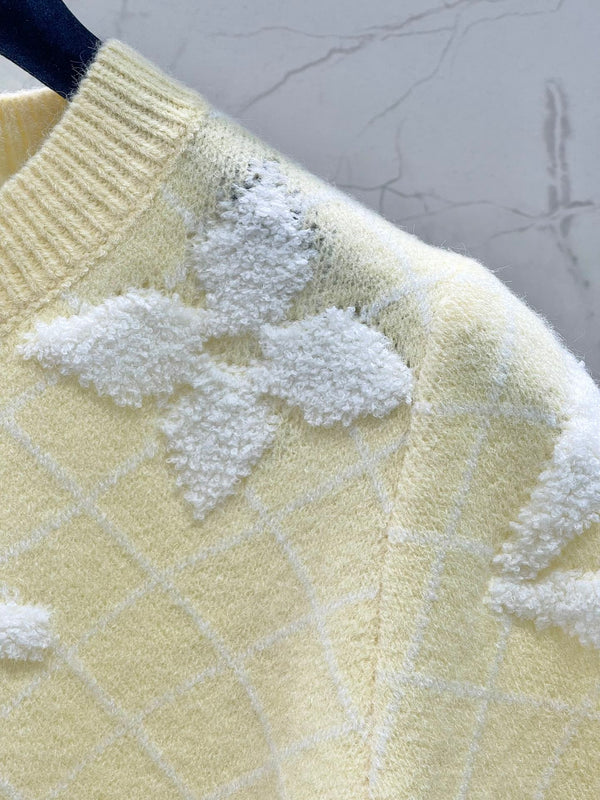 LV Flower T Shirt Light Yellow Polyamide Wool