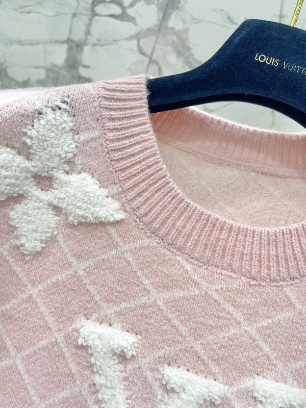 LV Flower T Shirt Pink Polyamide Wool