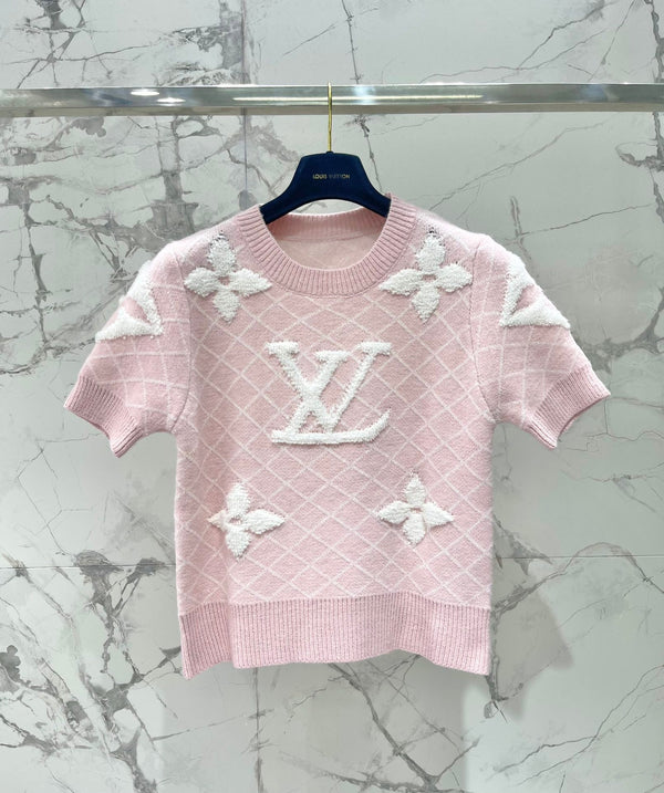 LV Flower T Shirt Pink Polyamide Wool