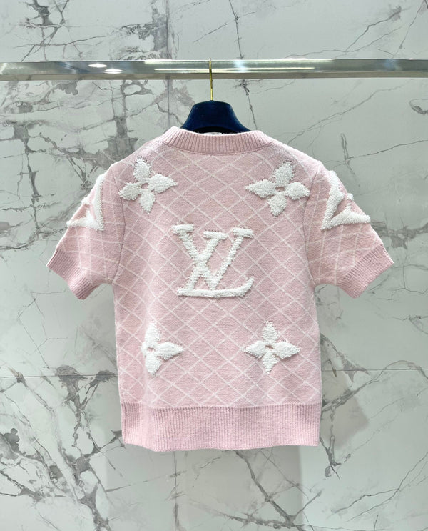 LV Flower T Shirt Pink Polyamide Wool
