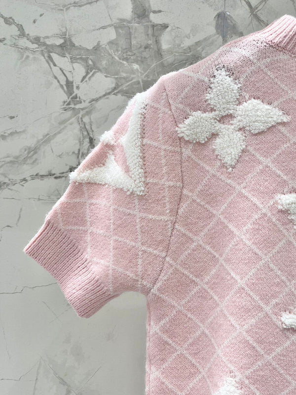 LV Flower T Shirt Pink Polyamide Wool