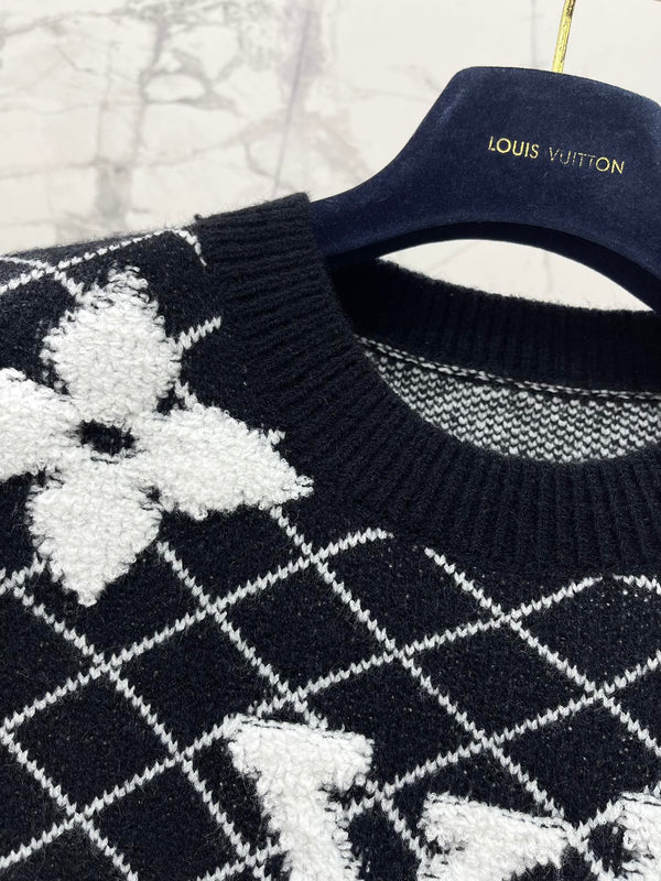 LV Flower T Shirt Black Polyamide Wool