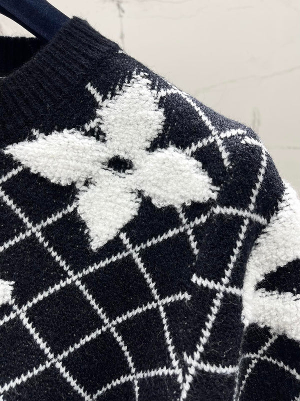 LV Flower T Shirt Black Polyamide Wool