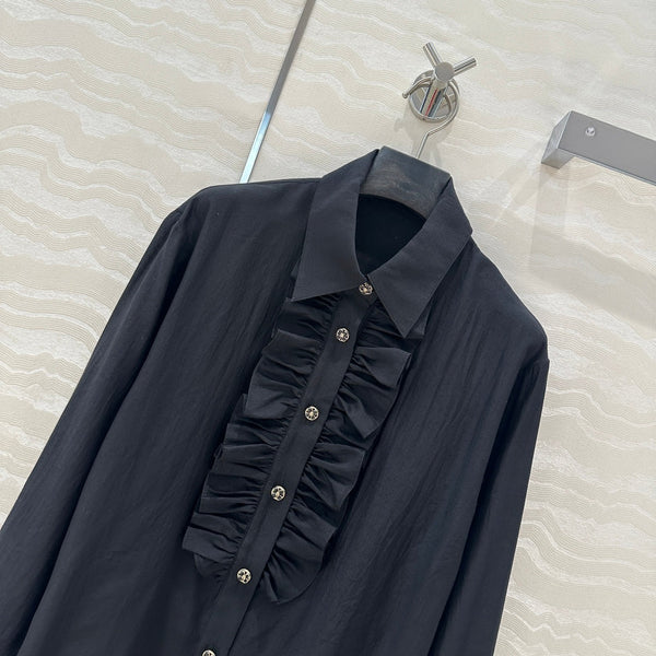 CC Lace Shirt In Black Cotton And Silk