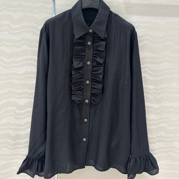 CC Lace Shirt In Black Cotton And Silk