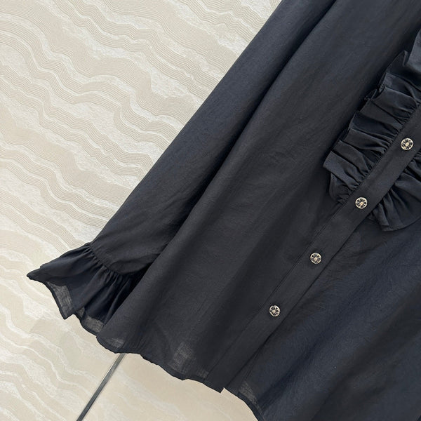 CC Lace Shirt In Black Cotton And Silk