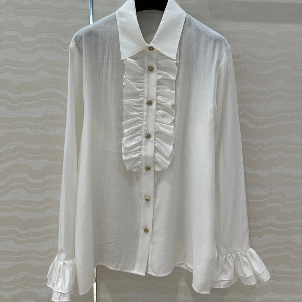 CC Lace Shirt In White Cotton And Silk