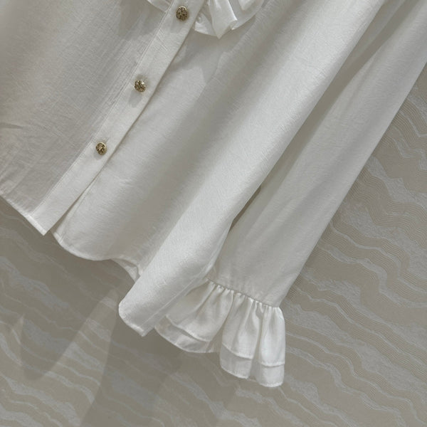 CC Lace Shirt In White Cotton And Silk