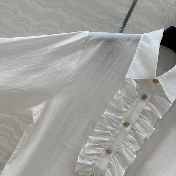 CC Lace Shirt In White Cotton And Silk