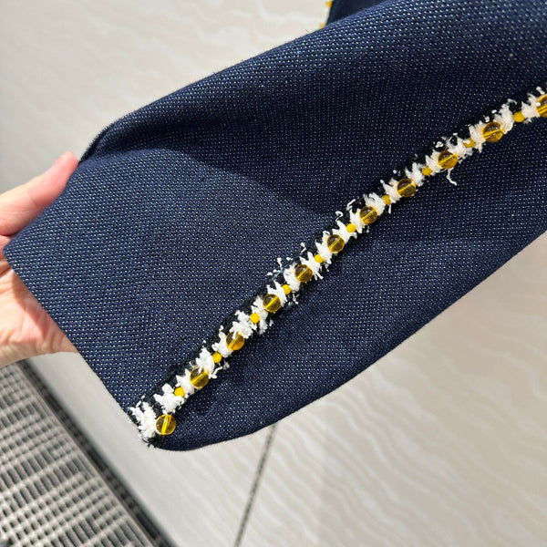 CC Shorts In Navy Blue Denim Fabric