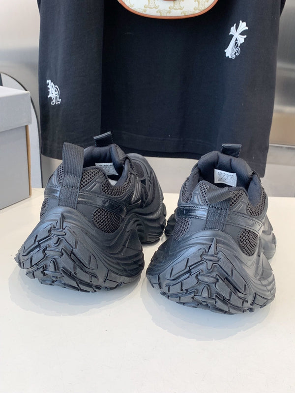 DAD SHOES IN BLACK MESH AND CALFSKIN