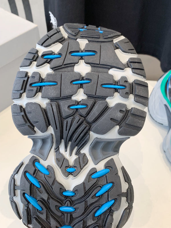 DAD SHOES IN GRAY MIX MINT GREEN AND BLUE MESH AND CALFSKIN