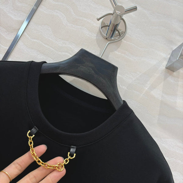 LV 25 Monogram Jacquard Logo Denim T-shirt Black Cotton