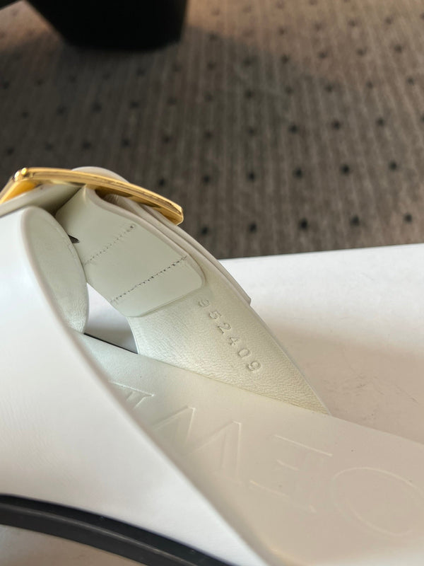 Loewe 25 Petal Belt Flat Sandals White Sheepskin 212777