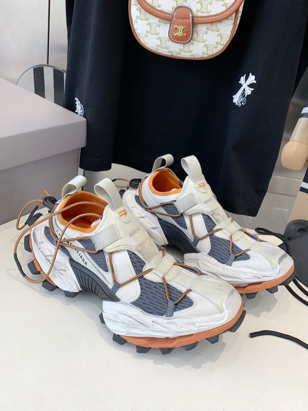 HIKE SNEAKER IN BEIGE AND ORANGE MESH, POLYURETHANE AND POLYESTER