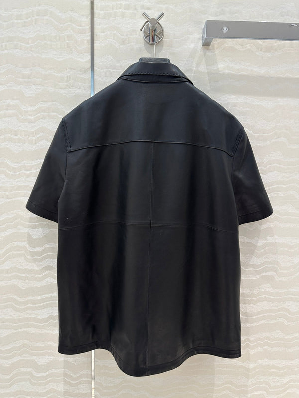 Prada Short-sleeved Jacket Black Lambskin