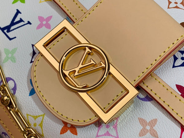 LV x TM Dauphine Soft GM 28cm White Multicolored Cowhide-leather trim