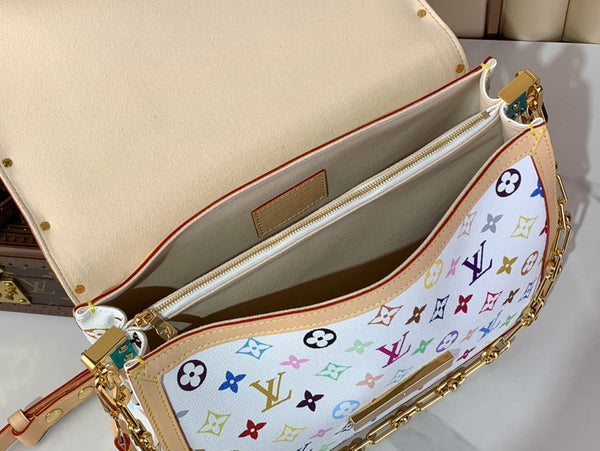 LV x TM Dauphine Soft GM 28cm White Multicolored Cowhide-leather trim