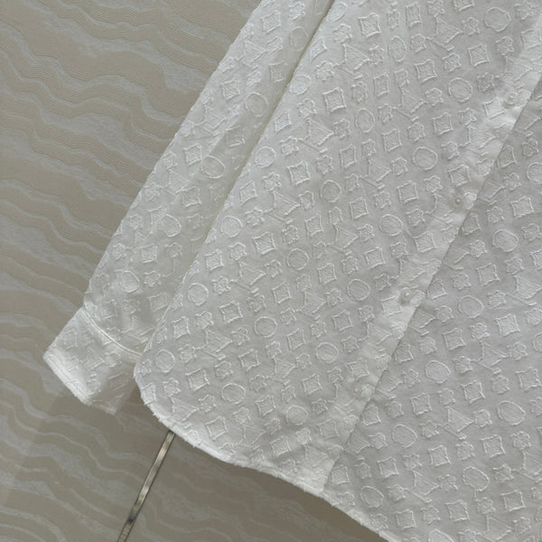 LV Jacquard Fabric Shirt White Cotton