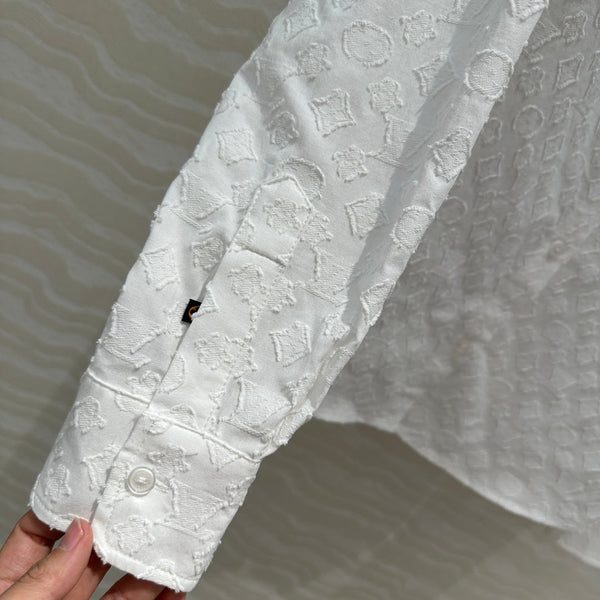 LV Jacquard Fabric Shirt White Cotton
