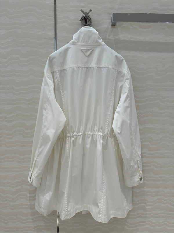 Prada 25 Windbreaker Coat White Cotton