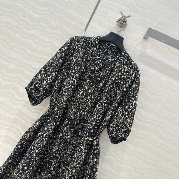 Celine Dress Black mix Beige Silk Viscose