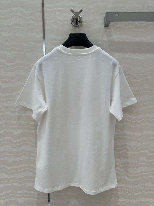 T-shirt stampata con monogramma classico LV in cotone bianco arancione