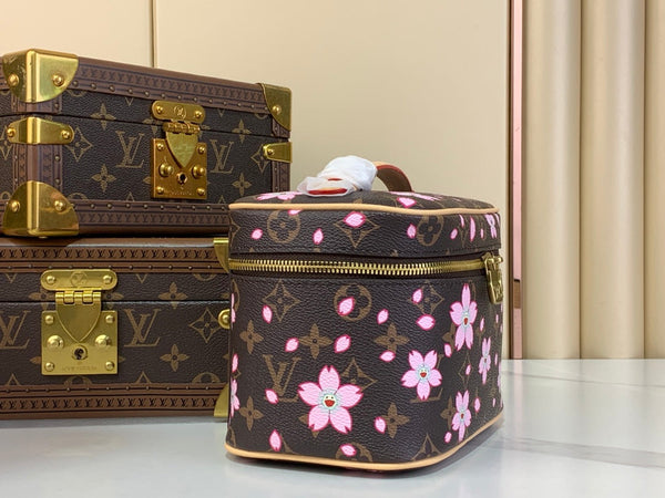 LV x TM NICE 20cm Sakura Brown Cherry Blossom Monogram Canvas