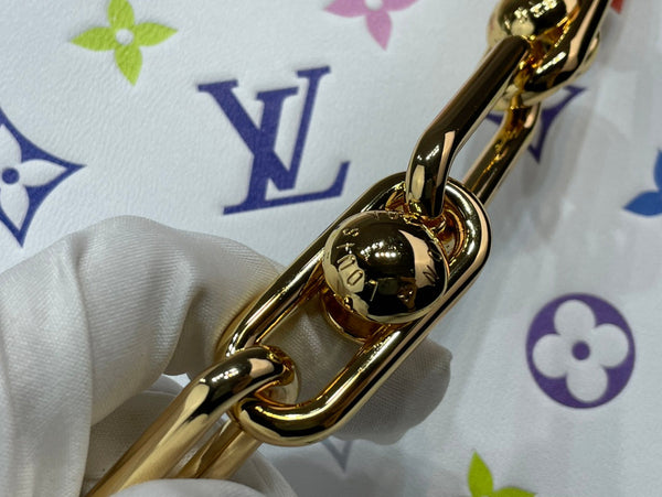 LV x TM Coussin BB 21cm White Multicolor Monogram-embossed Lambskin