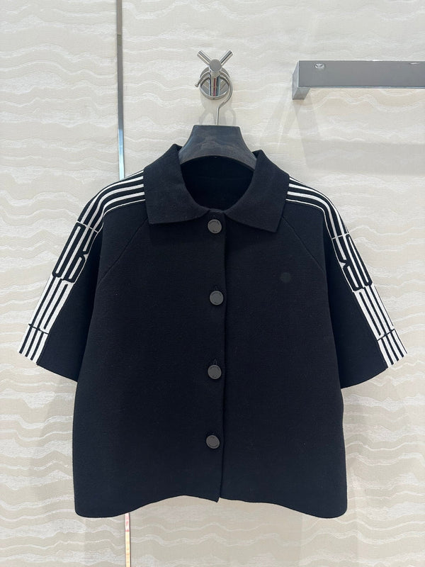 CD Short-Sleeved Cardigan Jacket Black Viscose Polyamide