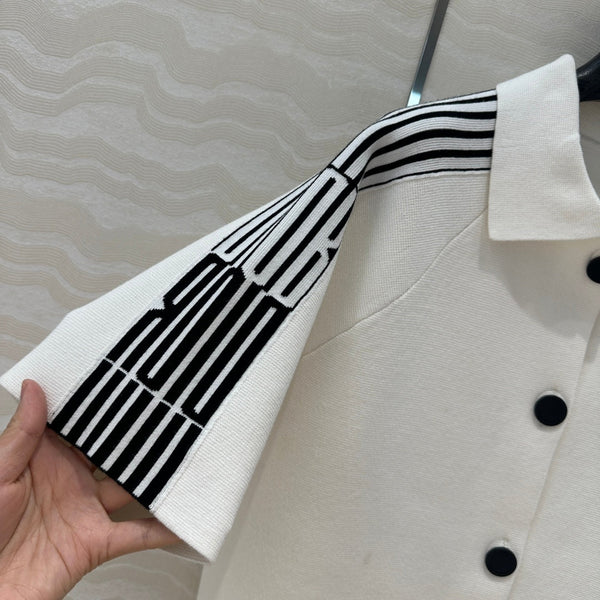 CD Short-Sleeved Cardigan Jacket White Viscose Polyamide