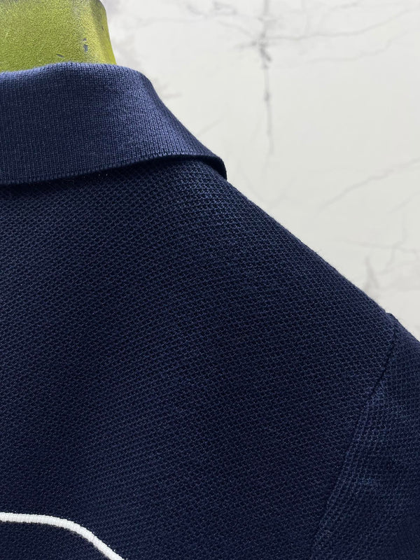 Gucci Polo Shirt Dress Blue White Wool