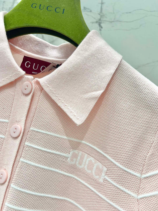 Gucci Polo Shirt Dress Pink Cotton Wool