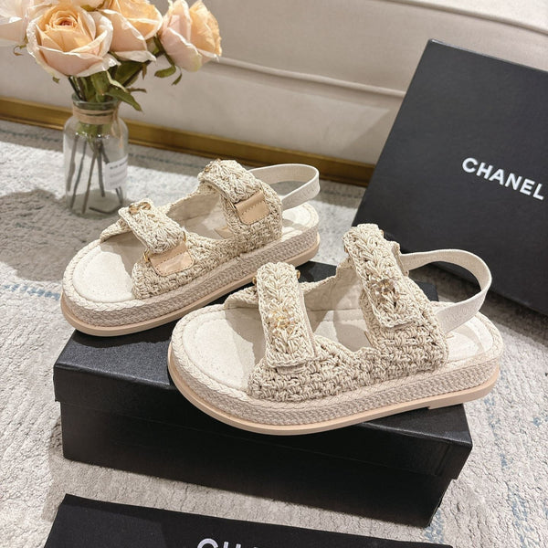 CC 25S Dad Sandal Raffia Calfskin