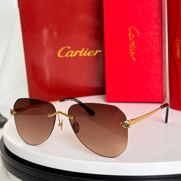 PANTHÈRE RIMLESS AVIATOR FRAME SUNGLASSES CT0502S IN METAL