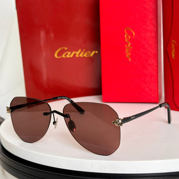 PANTHÈRE RIMLESS AVIATOR FRAME SUNGLASSES CT0502S IN METAL