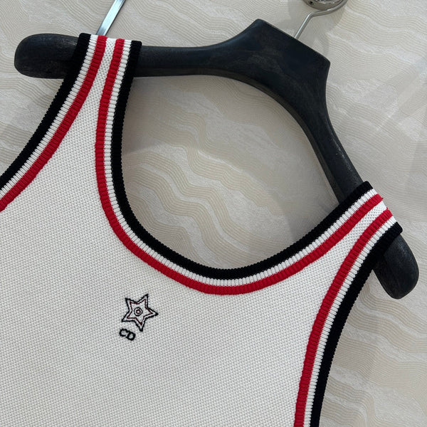 CD Tank Top White Rayon Polyester