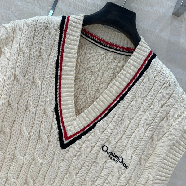CD Knitted Vest White Cotton