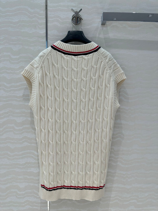 CD Knitted Vest White Cotton