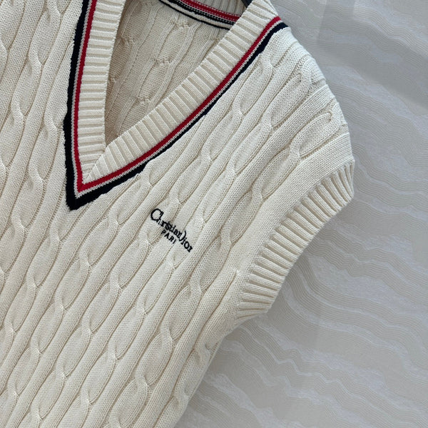 CD Knitted Vest White Cotton