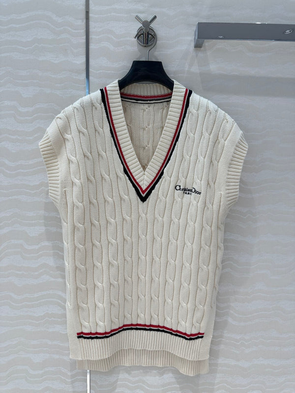 CD Knitted Vest White Cotton
