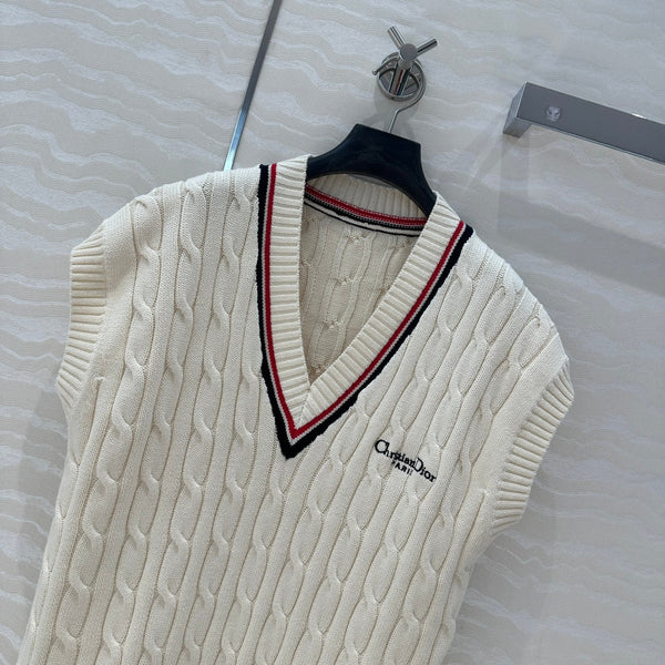 CD Knitted Vest White Cotton