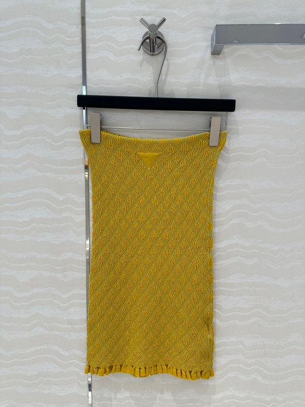 Prada Long Skirt Yellow Cotton Poliamide