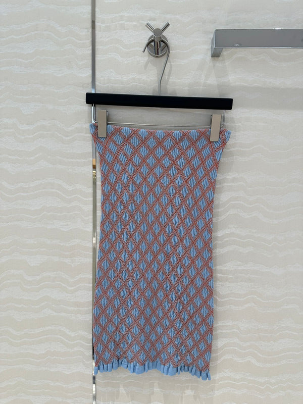 Prada Long Skirt Blue mix Orange Cotton Poliamide